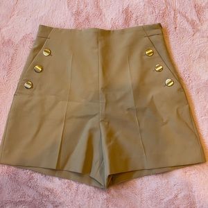Zara Size M tan shorts with gold hardware